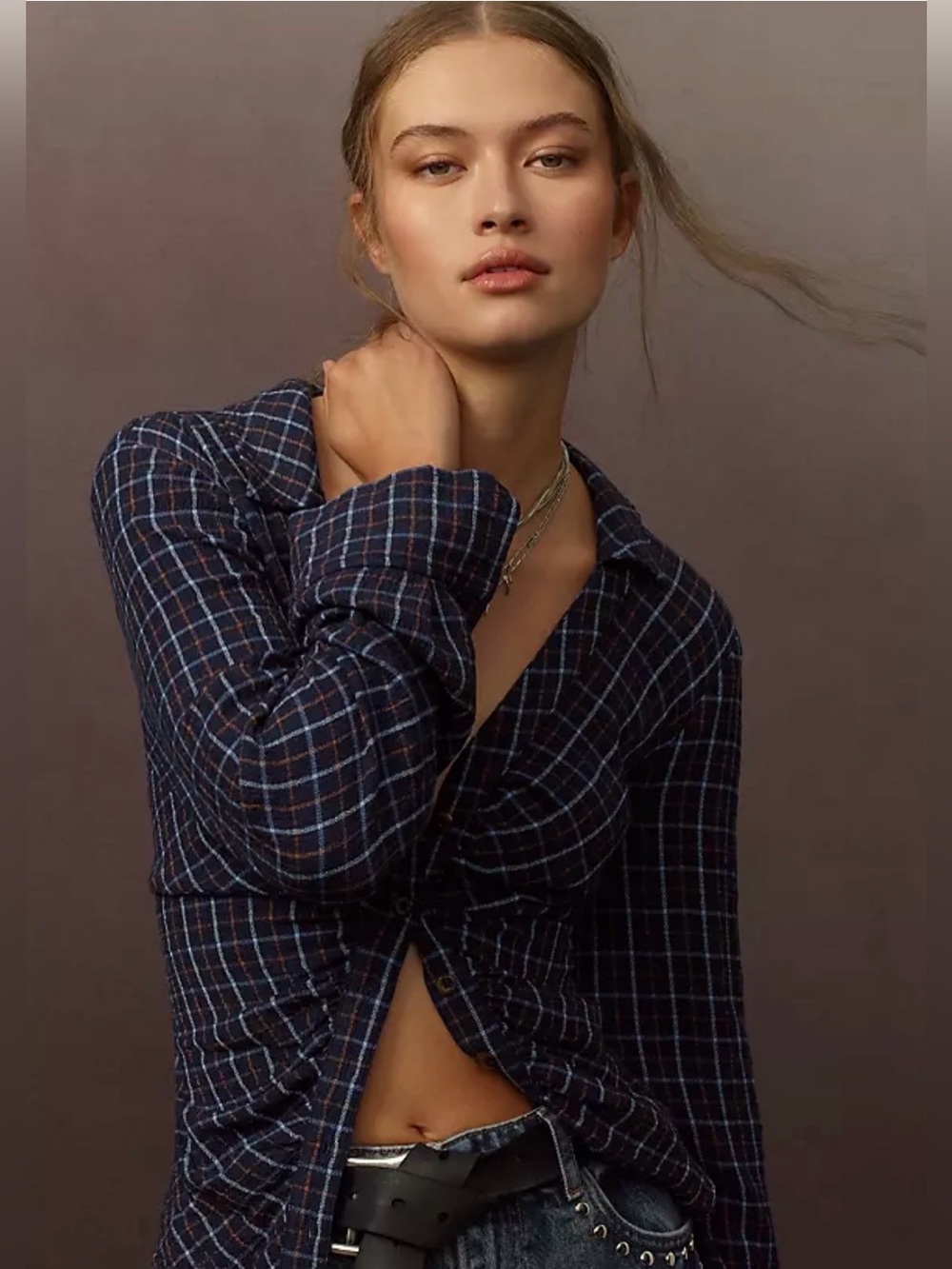 Anthropologie x Pilcro The Keaton Ruched Collared Blouse